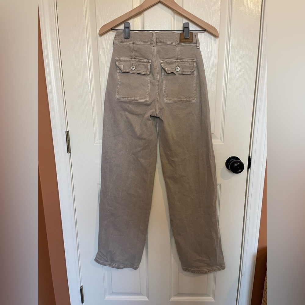 American Eagle Green Khaki Wide Leg Jeans Size 00 - Picture 6 of 9